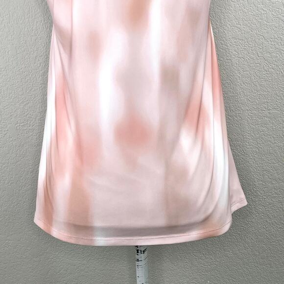 Calvin Klein Pink Chiffon Gathered Sleeveless Faux Wrap V-Neck Top Large NWT - Picture 9 of 13
